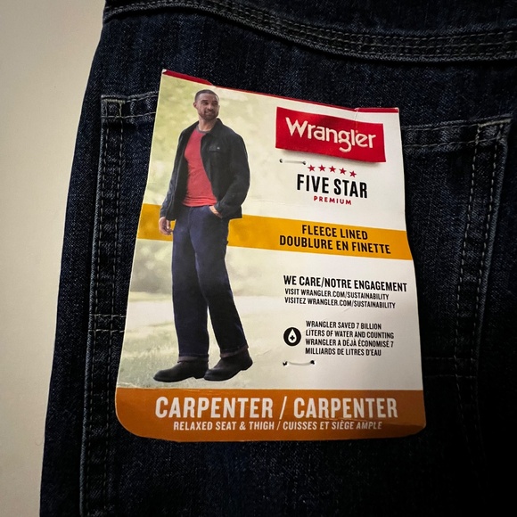 Wrangler 32x30 Fleece Lined Carpenter Jeans - Picture 5 of 6